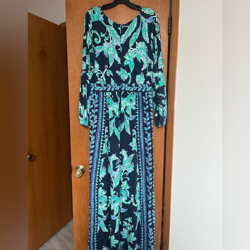 EUC Lilly Pulitzer Micole knit maxi dress Navy Sweet parakeet 12 - Picture 3 of 9